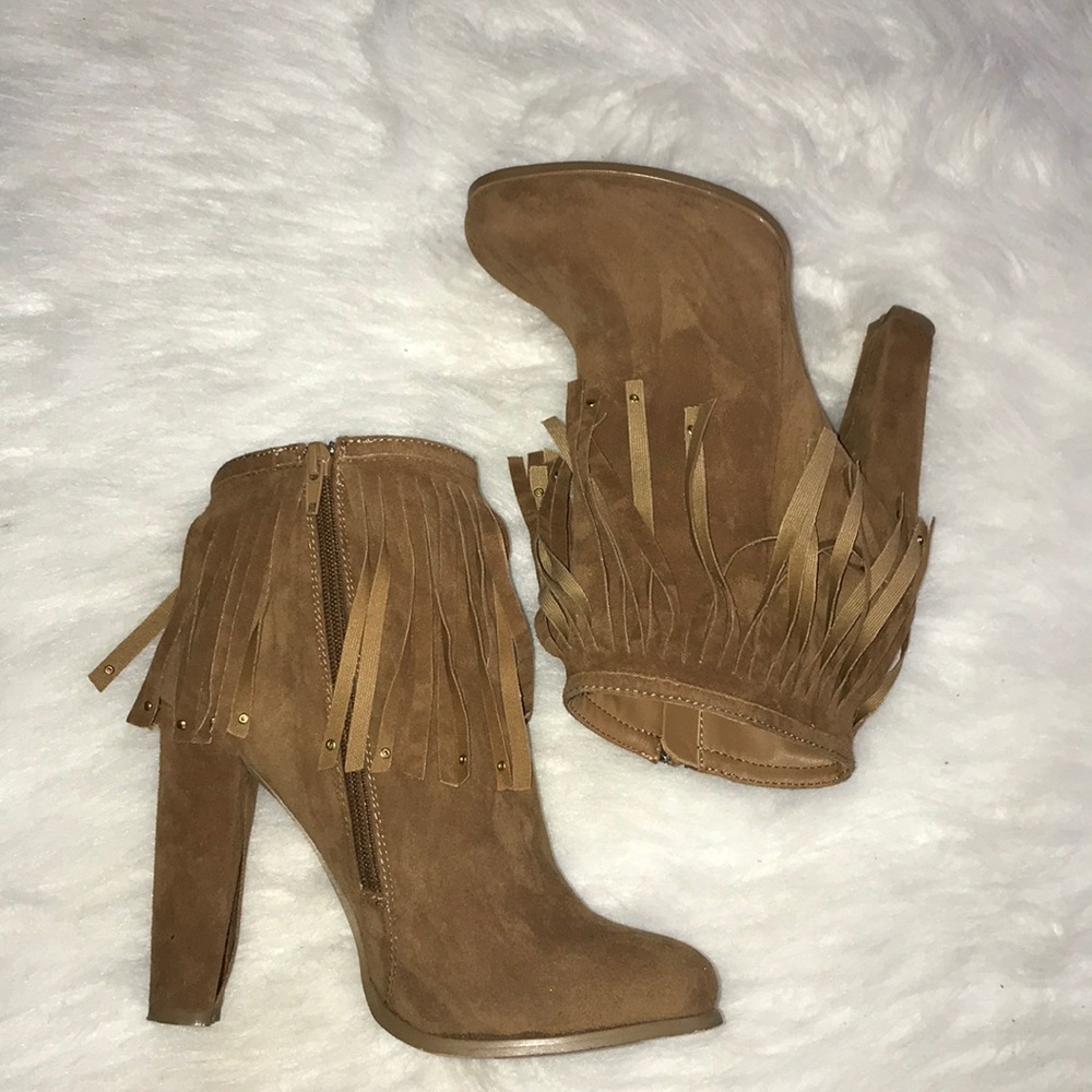 Forever 21 Light Brown Fringe Ankle Boots